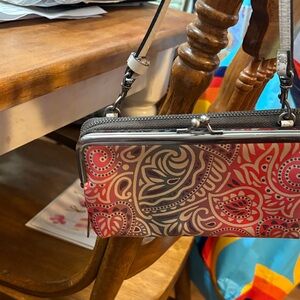 Patricia Nash Red and Black Paisley Clutch